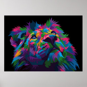 Lion Colourful Lion Head Poster