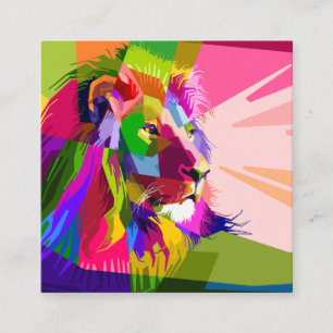 Lion Colourful Prismatic Pop Art Design-62501 Square Business Card