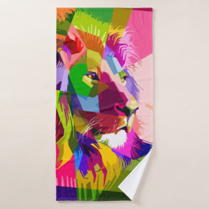 Lion Colourful Prismatic Pop Art Design Bath Towel