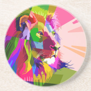 Lion Colourful Prismatic Pop Art Design Coaster