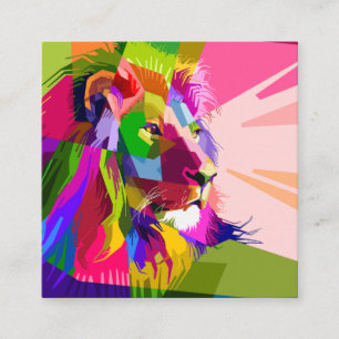 Lion Colourful Prismatic Pop Art Design Enclosure Card