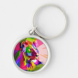 Lion Colourful Prismatic Pop Art Design Keychain