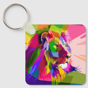 Lion Colourful Prismatic Pop Art Design Keychain