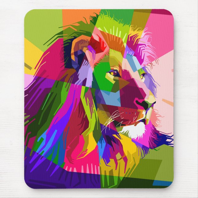 Lion Colourful Prismatic Pop Art Design Mouse Pad (Front)