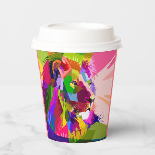 Lion Colourful Prismatic Pop Art Design Paper Cups