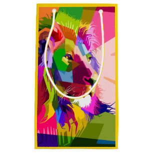 Lion Colourful Prismatic Pop Art Design Small Gift Bag
