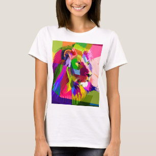 Lion Colourful Prismatic Pop Art Design T-Shirt