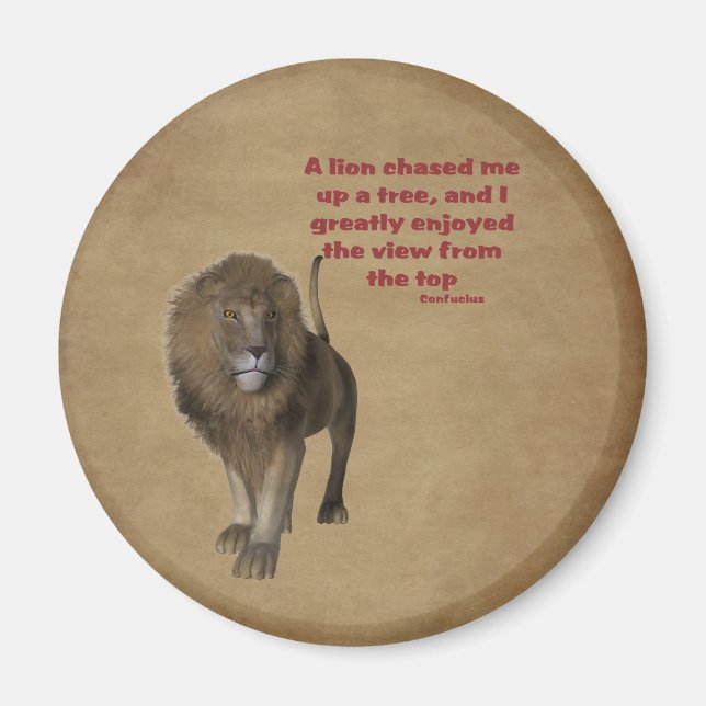 Lion Confucius Inspiration Quote Magnet (Devant)