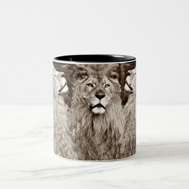 Lion,Courage,Power&Strength_ Two-Tone Coffee Mug (Center)