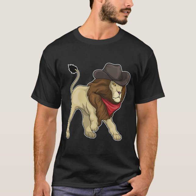 Lion Cowboy Cowboy hat T-Shirt (Front)