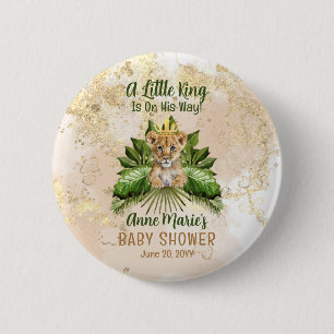 Lion Cub A Little King Is On His Way Baby Shower 2 Inch Round Button