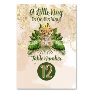 Lion Cub A Little King Is On His Way Baby Shower Table Number