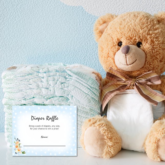 Lion Cub Blue Diaper Raffle Baby Shower Game Enclosure Card (Creator Uploaded)