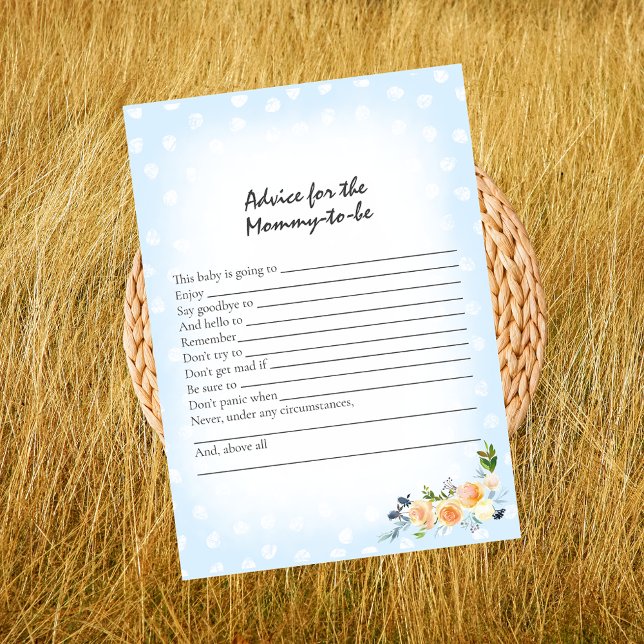 Lion Cub Floral Blue Advice For Mom Shower Game Program (Creator Uploaded)