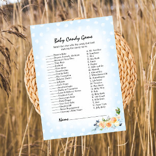 Lion Cub Floral Blue Baby Candy Shower Game Program