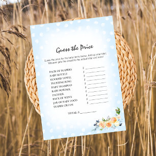 Lion Cub Floral Blue Guess The Price Shower Game Program