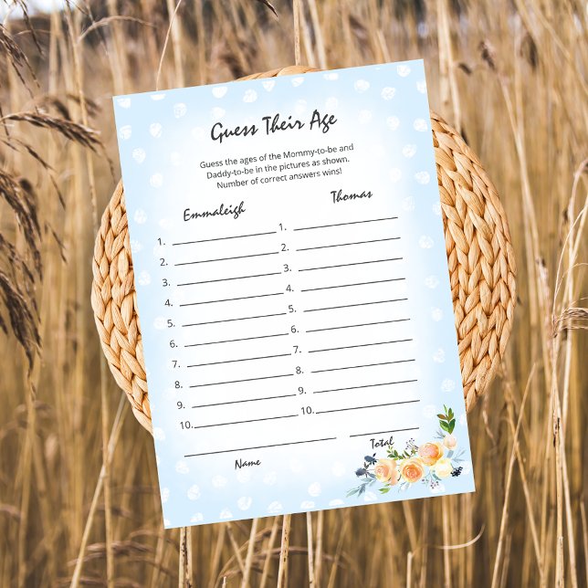 Lion Cub Floral Blue Guess Their Age Shower Game Program (Creator Uploaded)