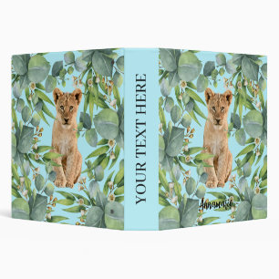 Lion Cub Forest Green Jungle Cute Teal Binder