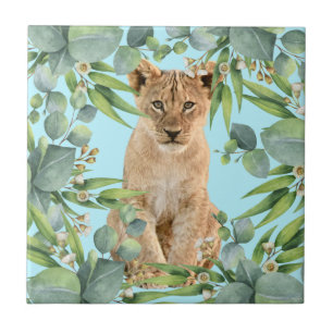 Lion cub jungle ceramic tile