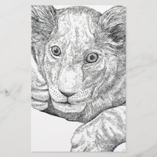 Lion Cub Pen and Ink Stationery