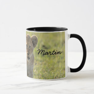 Lion Cub Personalize Name Black Interior Gift Mug