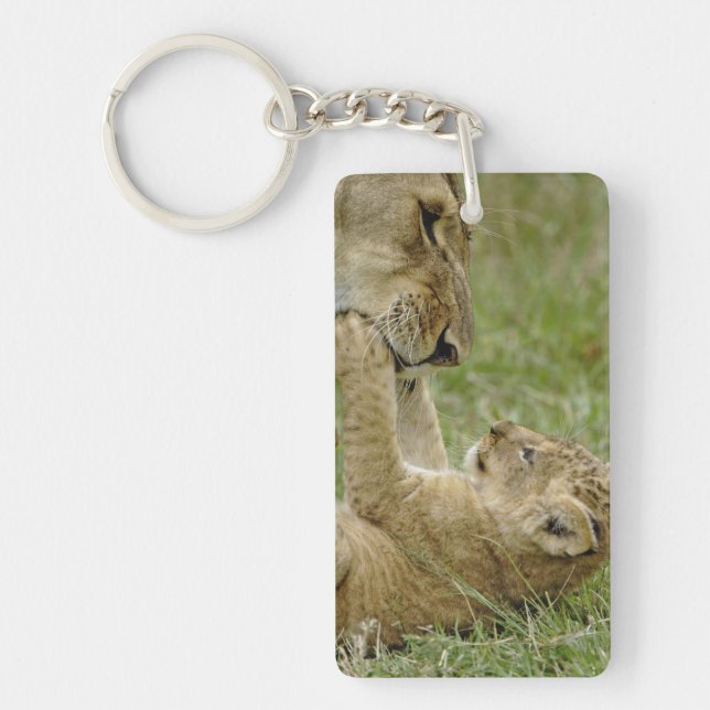 Lion Cub Playing Keychain (Front)