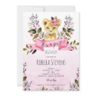 lion cub rose floral fille baby shower invitation