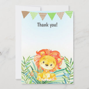 Lion Cub Thank You Card Notes Watercolor Jungle