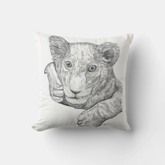 Lion Cub Throw Pillow (Front)