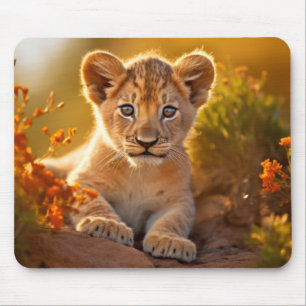 Lion Cub Wild Animal Tranquil Peaceful  Mouse Pad