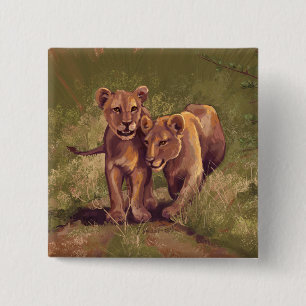 Lion Cubs 2 Inch Square Button