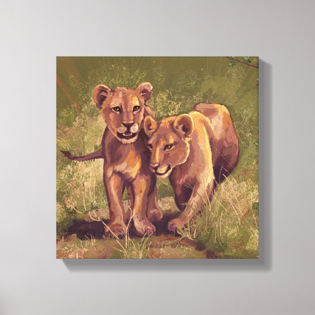 Lion Cubs Canvas Print (Front)