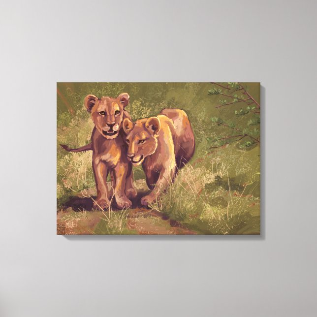 Lion Cubs Canvas Print (Front)