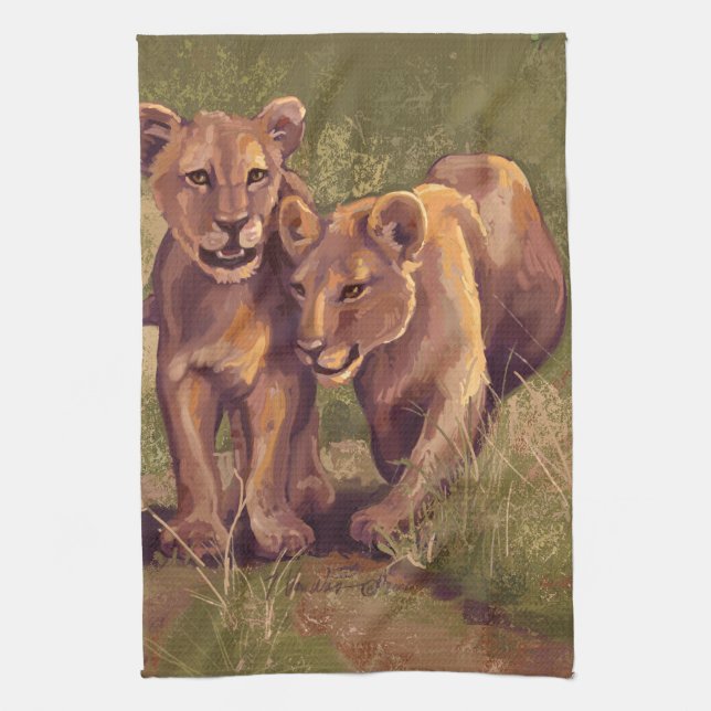 Lion Cubs Kitchen Towel (Vertical)