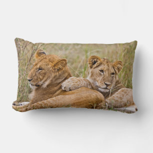 Lion Cubs Lounging Lumbar Pillow