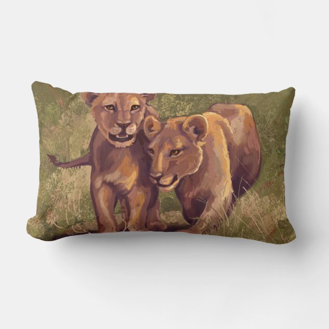 Lion Cubs Lumbar Pillow (Front)