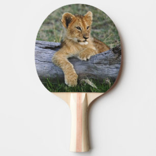 Lion Cubs on Log Ping Pong Paddle
