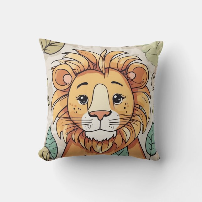 Lion cute artwork throw pillow (Front)