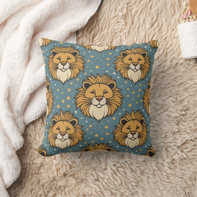 Lion cute cartoon pattern artwork throw pillow (Blanket)