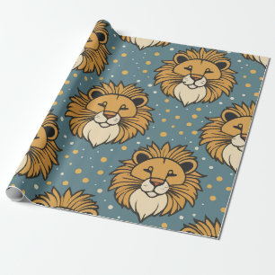 Lion cute cartoon pattern artwork wrapping paper