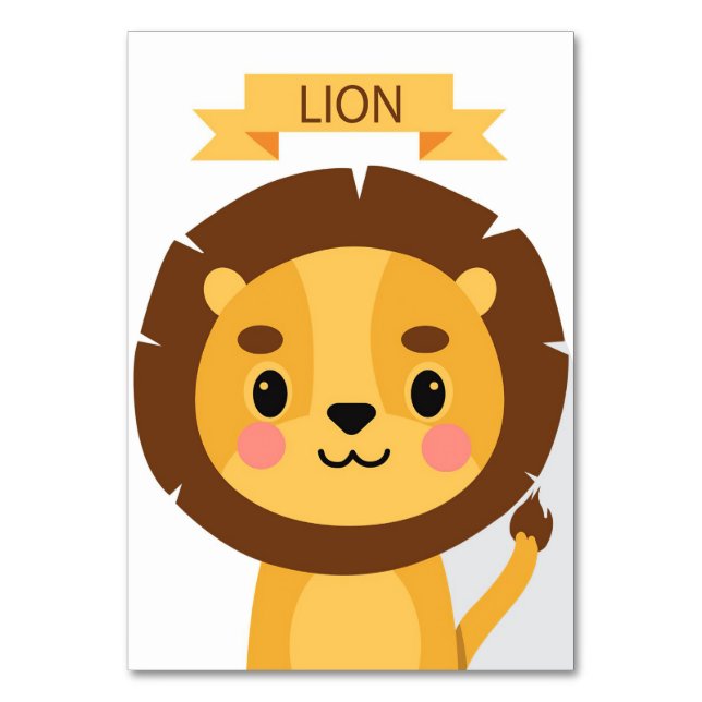 Lion Cute Lion Portrait Table Number (Front)