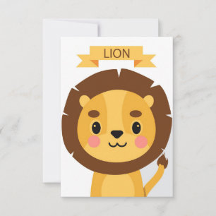 Lion Cute Lion Portrait Thank You Card