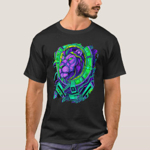 Lion Cyborg Robot Lion Cool Alien Outer Space Arti T-Shirt