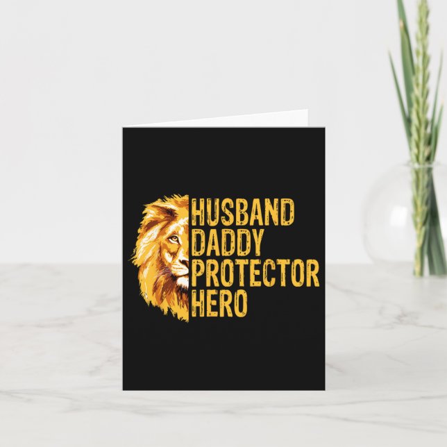 Lion Dad Funny Husnd Daddy Protector Hero Fathers  Card (Front)