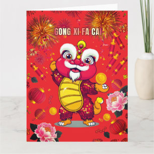 Lion Dance Postcard for Chinese New Year