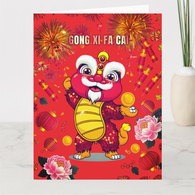 Lion Dance Postcard for Chinese New Year (Front)