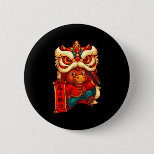 Lion Dance Year Of The Horse Chinese New Year 2026 2 Inch Round Button