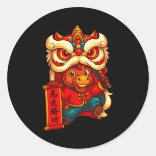 Lion Dance Year Of The Horse Chinese New Year 2026 Classic Round Sticker