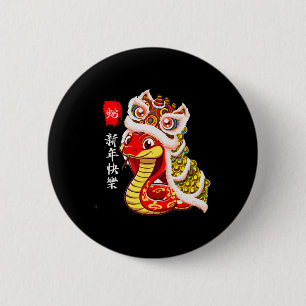 Lion Dance Year Of The Snake Chinese New Year Zodi 2 Inch Round Button