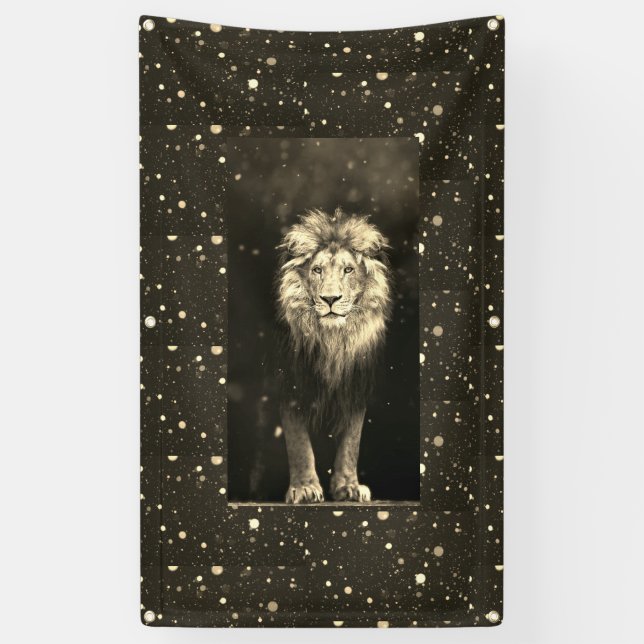 LION DANS Bannière NEIGE AVEC GROMMETS (Vertical)